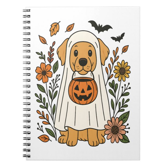 Halloween Golden Retriever Flowers Notizblock (Vorderseite)