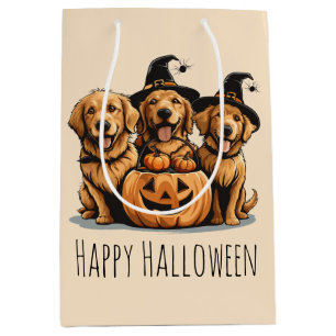 Halloween Golden Retriever Hunde Jack O Lantern Mittlere Geschenktüte