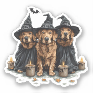 Halloween Golden Retriever Hunde Kürbislaterne Aufkleber