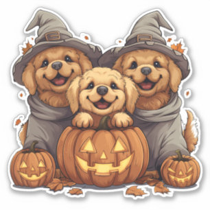 Halloween Golden Retriever Hunde Kürbislaterne Aufkleber