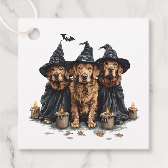Halloween Golden Retriever Hunde Kürbislaterne Geschenkanhänger (Vorderseite)