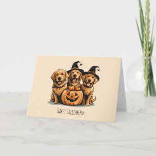 Halloween Golden Retriever Hunde Kürbislaterne Karte