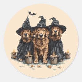 Halloween Golden Retriever Hunde Kürbislaterne Runder Aufkleber