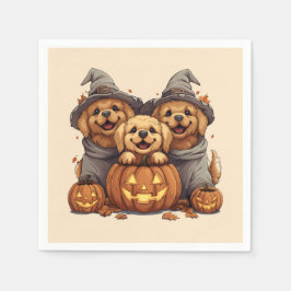 Halloween Golden Retriever Hunde Kürbislaterne Serviette