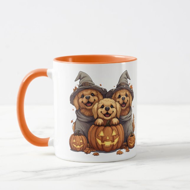 Halloween Golden Retriever Hunde Kürbislaterne Tasse (Links)