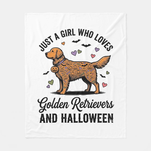 Halloween Golden Retriever Mädchen Hundemutter Vin Fleecedecke (Vorderseite)