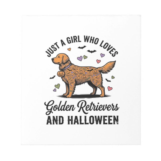 Halloween Golden Retriever Mädchen Hundemutter Vin Notizblock (Vorderseite)
