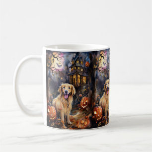 Halloween Golden Retriever mit Pumpkins Beängstige Kaffeetasse