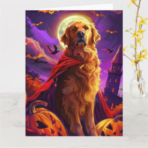 Halloween Golden Retriever Vampire Pumpkins Beängs Karte