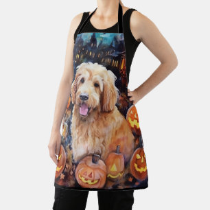 Halloween Goldendoodle mit Kürbissen Gruselig Schürze