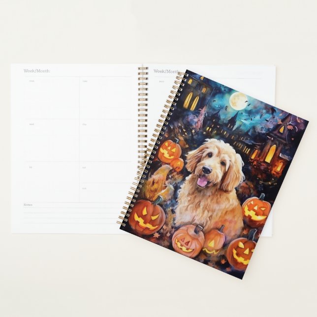Halloween Goldendoodle mit Pumpkins Beängstigend Planer (Anzeige)