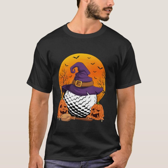 Halloween Golf Player Hexenhut Pumpkin Golf Fan M T-Shirt (Vorderseite)