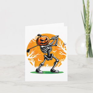 Halloween Golf Skeleton Golfer Pumpkin Halloween G Karte