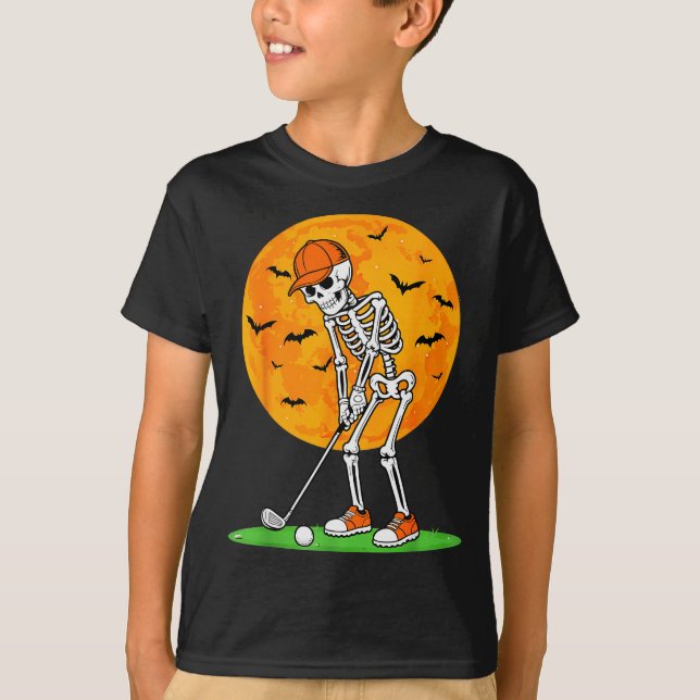 Halloween Golf Skeleton Soky Golfer Halloween Golf T-Shirt (Vorderseite)