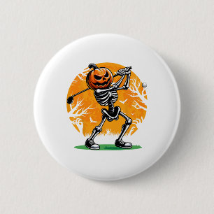 Halloween Golf Skelett Golfer Kürbis Halloween G Button