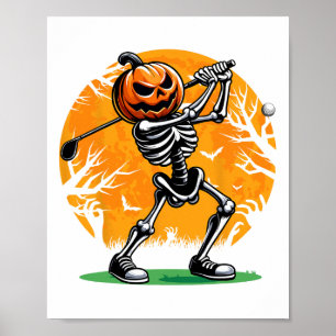 Halloween Golf Skelett Golfer Kürbis Halloween G Poster