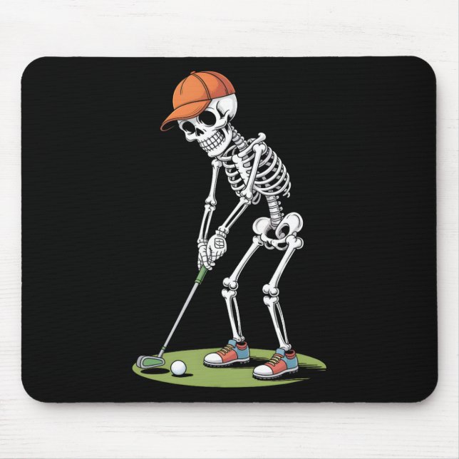 Halloween Golfer Golf Player Skeleton Golf Funny m Mousepad (Vorne)