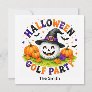 Halloween-Golfparty-Hexenhut Golfball Einladung