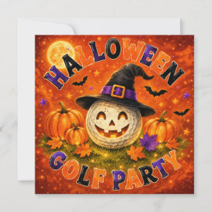 Halloween-Golfparty-Hexenhut Golfball Einladung