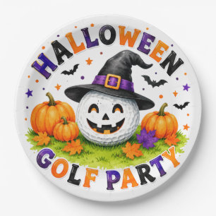 Halloween-Golfparty Hexenhut Golfball Pappteller