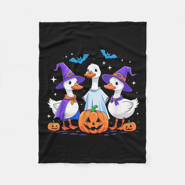 Halloween Goose Ghost Pumpkin Witch Costume Soky F Fleecedecke (Vorderseite)