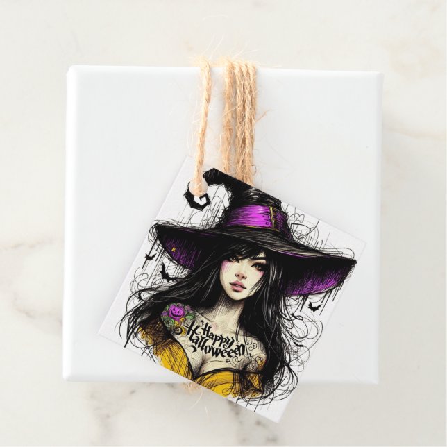 Halloween Got Witchier mit 'Happy Halloween' Geschenkanhänger (Beispiel)