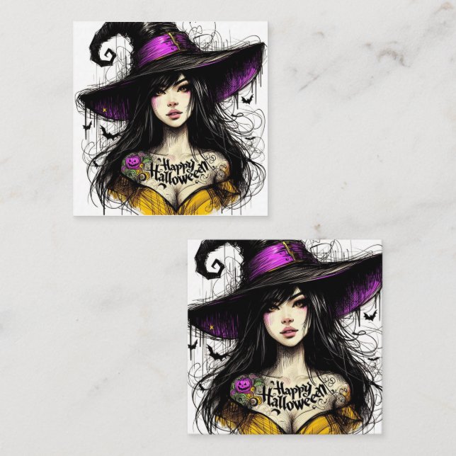 Halloween Got Witchier mit 'Happy Halloween' Mitteilungskarte (Vorne/Hinten)