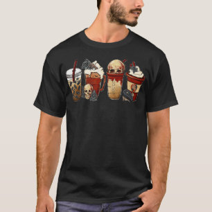 Halloween Goth Girl Kaffeekürbis Gewürz Latteis T-Shirt