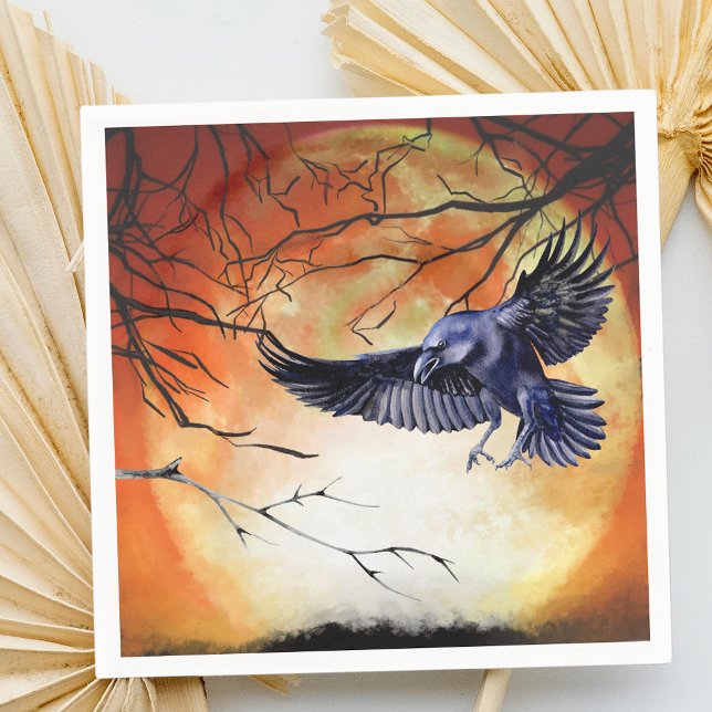Halloween Goth Raven Crow Moon Szene Serviette (Von Creator hochgeladen)