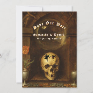 Halloween Goth Skull Spiders Save the Date Einladung