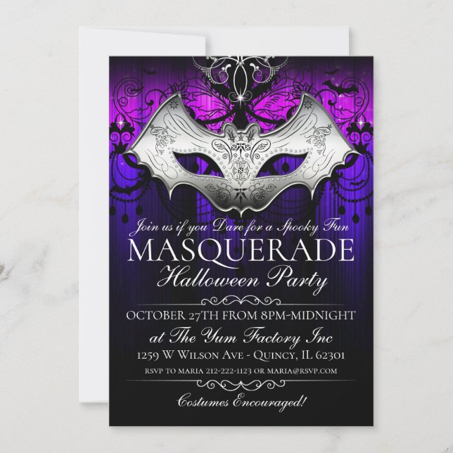 Halloween Gothic Bat Masquerade Party Einladung (Vorderseite)