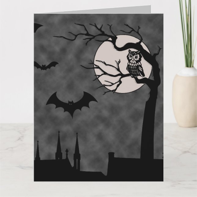 HALLOWEEN GOTHIC BATS MOON SPOOKY ART CARD KARTE (Vorderseite)