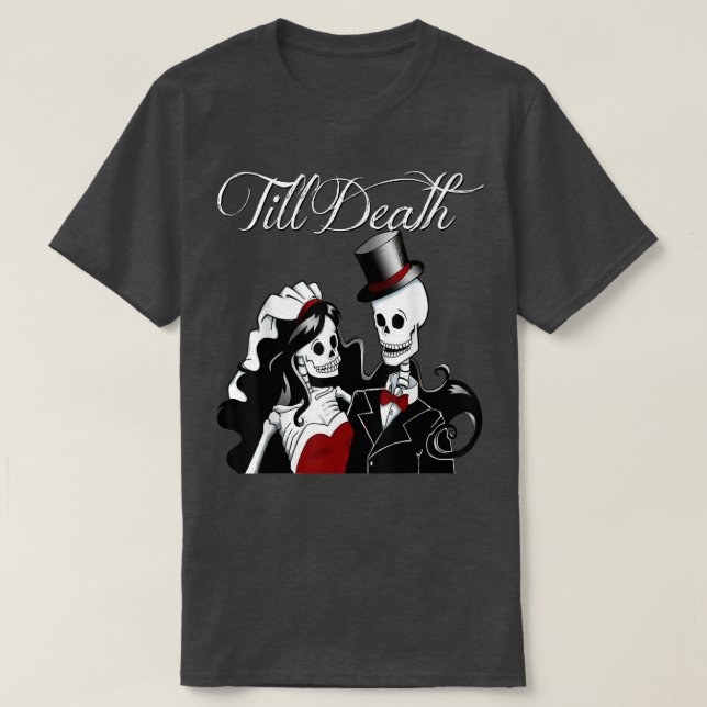 Halloween Gothic Bride Groom Skelett bis T-Shirt (Design vorne)