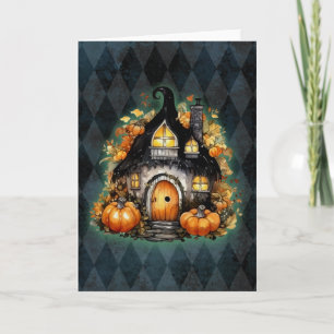 Halloween Gothic Fall Fairy Hütte Blue Raute Karte