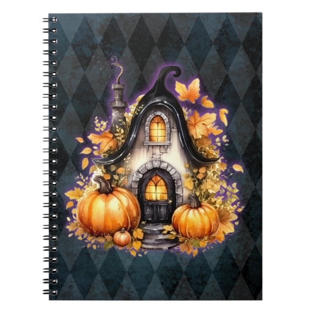 Halloween Gothic Fall Fairy Hütte Blue Raute Notizblock (Vorderseite)
