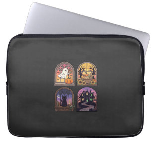Halloween Gothic Fenster Geist Kürbis Schwarze Kat Laptopschutzhülle