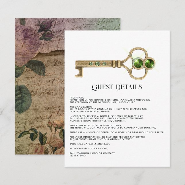 Halloween Gothic Guest Details Begleitkarte (Vorne/Hinten)