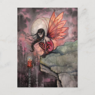 Halloween Gothic Herbst Fee und Kerze Postkarte