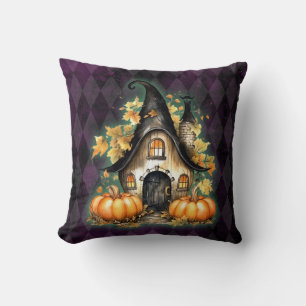 Halloween Gothic Herbst Feenhaus Purpur Argyle Kissen
