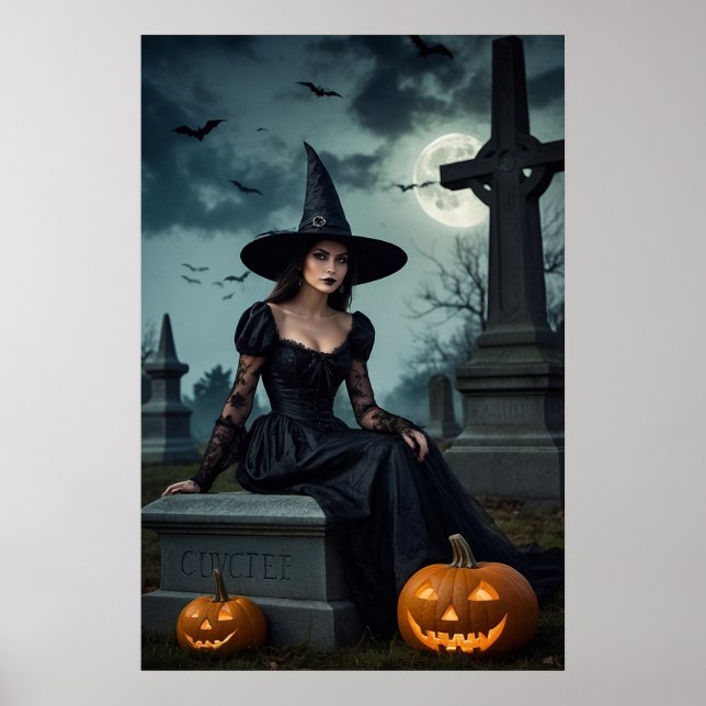 Halloween Gothic Hexe Poster (Vorne)