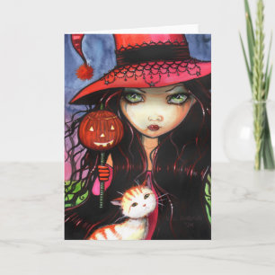 Halloween Gothic Hexenkatze Grußkarte Karte