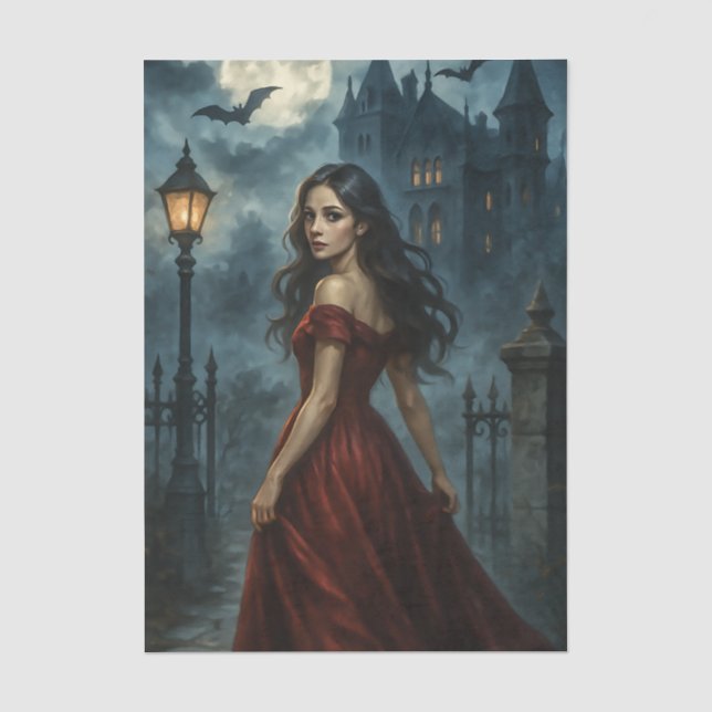 Halloween Gothic Lady Decoupage Tissue Seidenpapier (Vorderseite)