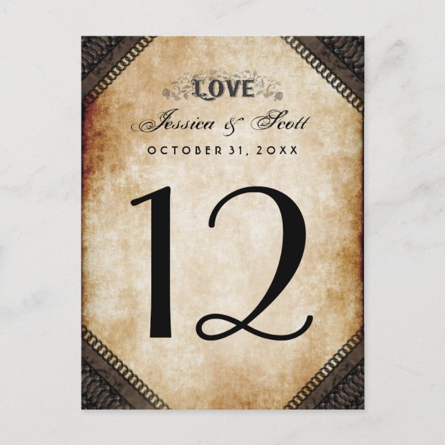 Halloween-Gothic-LIEBE-Tischnummer-Karten Postkarte (Vorderseite)
