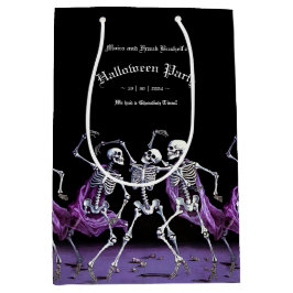 Halloween, Gothic Lila Dancing Skeletons Mittlere Geschenktüte