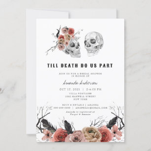 Halloween Gothic Pink Florale Schädel Brautparty Einladung