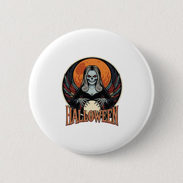 Halloween Gothic Skelett Wahrsager Vektor Ar Button (Vorderseite)