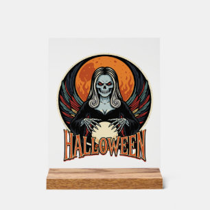 Halloween Gothic Skelett Wahrsager Vektor Kunst Acrylschild