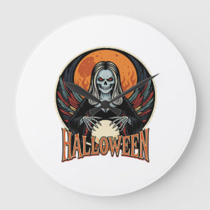 Halloween Gothic Skelett Wahrsager Vektor Kunst Große Wanduhr