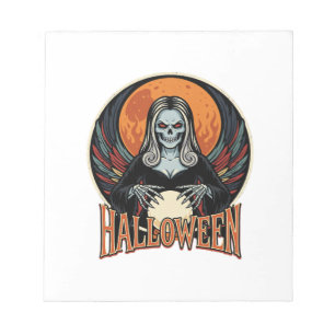 Halloween Gothic Skelett Wahrsager Vektor Kunst Notizblock
