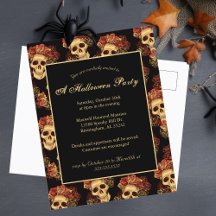 Halloween Gothic Skull Black Party Einladung